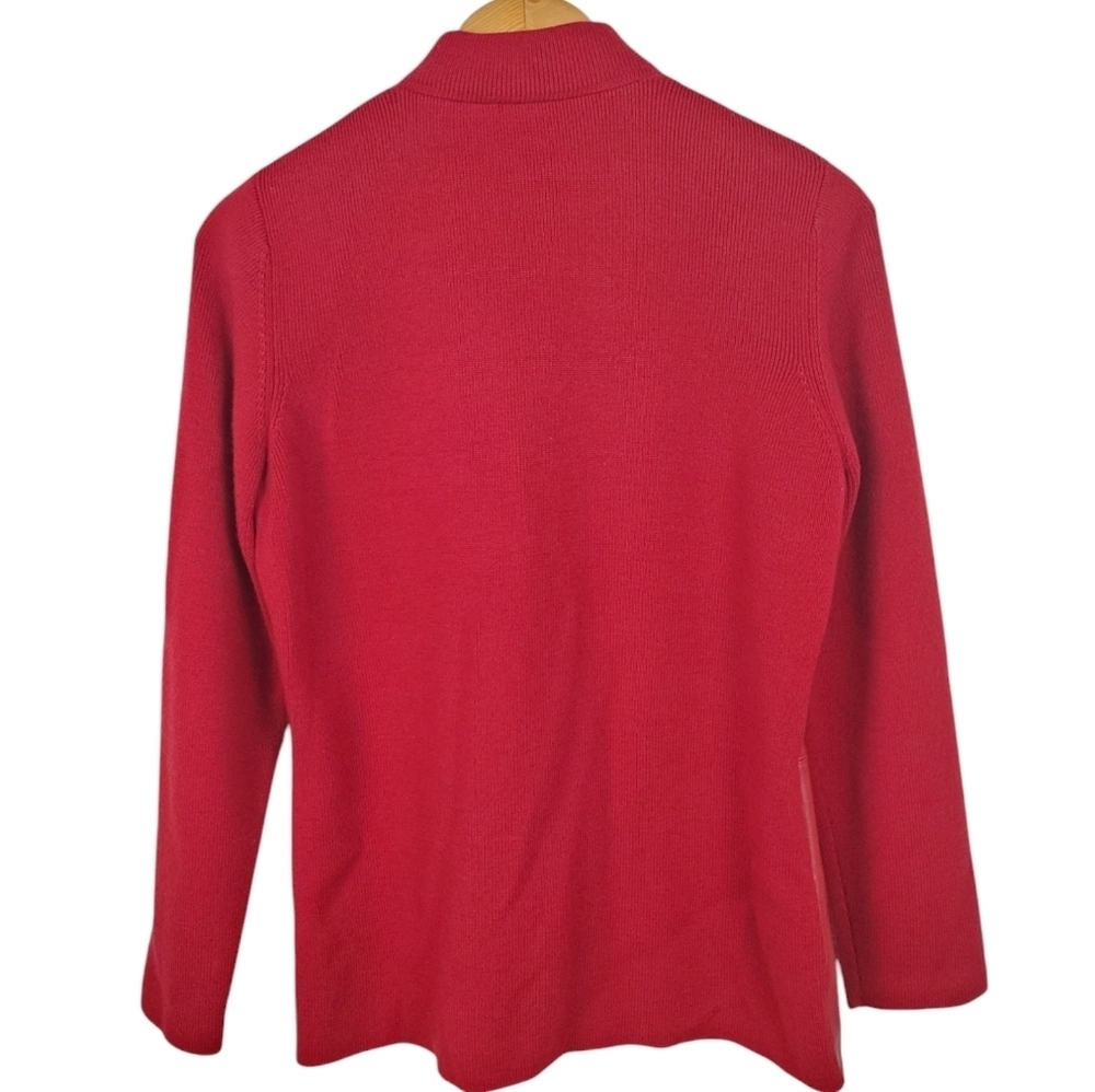 Birch Hill Women's Leather & Wool Zip Jacket. Red. LG - Picture 6 of 11